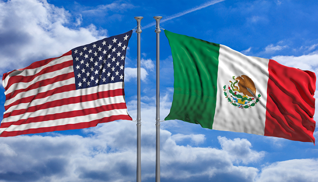 US and Mexican flags