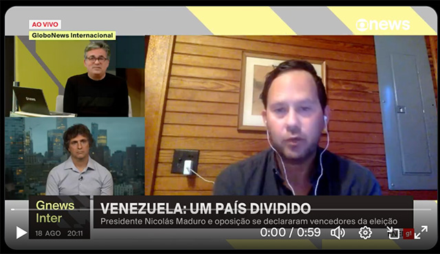 GloboNews live segment on Venezuela's divided political situation