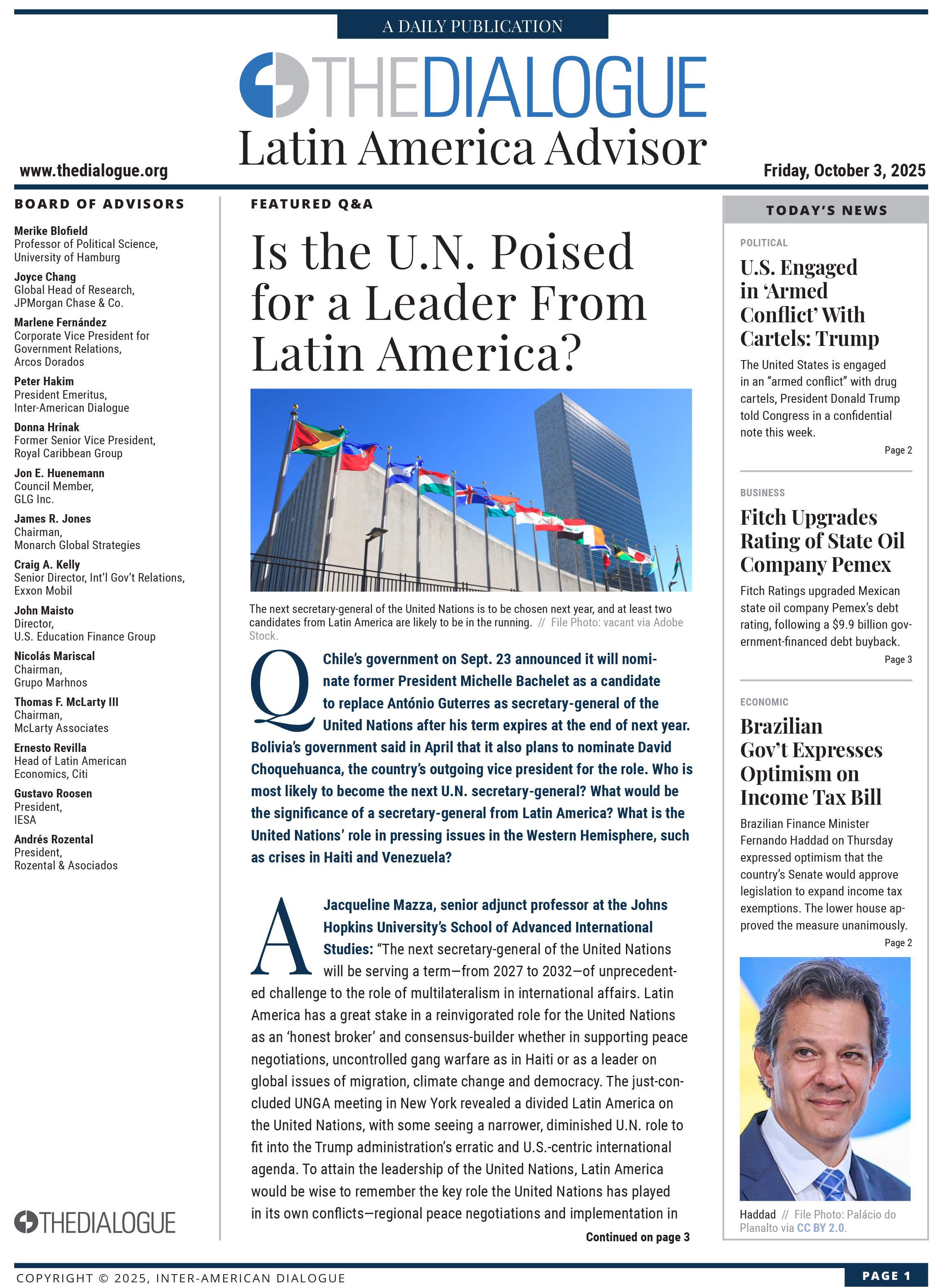 Is the U.N. Poised for a Leader From Latin America?