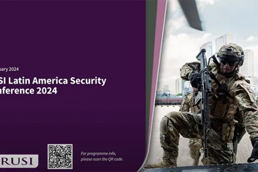 RUSI Latin America Security Conference 2024 title card with a soldier photo