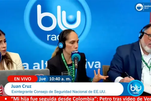 Juan Cruz live on air at Blu Radio in Colombia